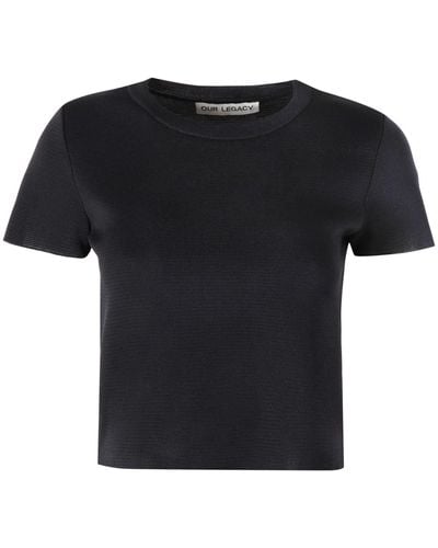 Our Legacy Knit Cropped T-shirt - Black