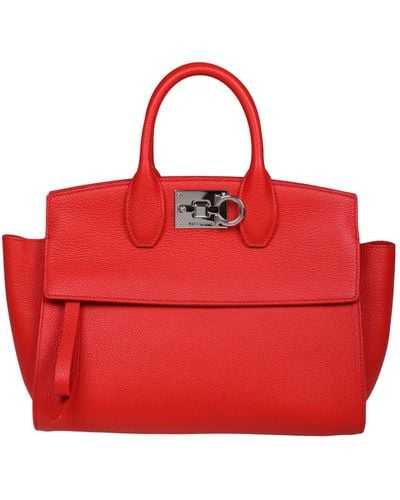 Ferragamo Studio Sof Leather Handbag - Red