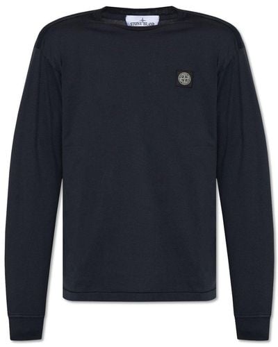 Stone Island T-shirt With Long Sleeves, - Blue
