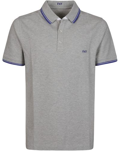 Fay Piquet Double Collar Polo Shirt - Gray