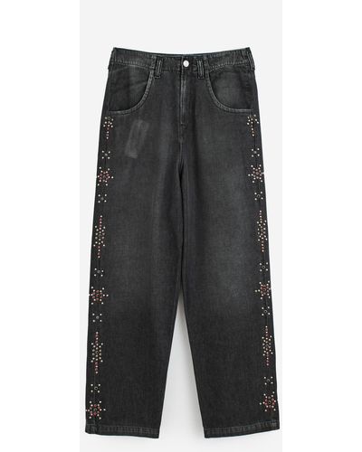Bluemarble Studded Baggy Denim Jeans - Gray