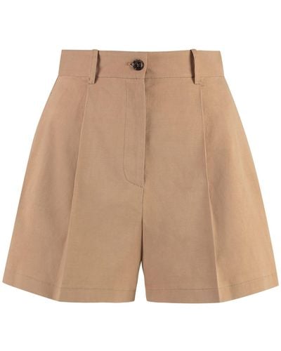 Pinko Sorridente Cotton Shorts - Natural