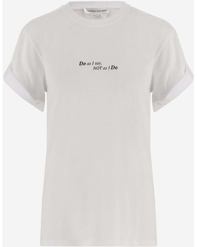Victoria Beckham Cotton T-Shirt With Print - White