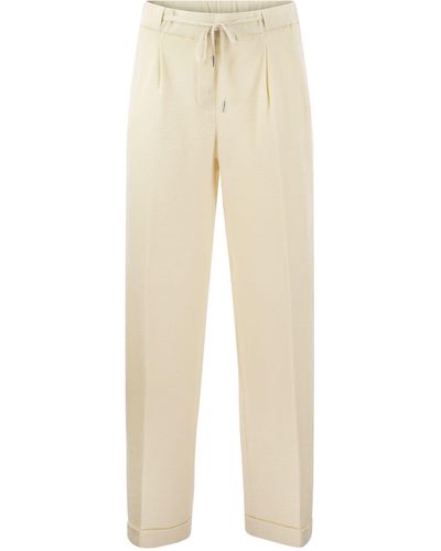 Peserico Cotton And Linen Trousers - Natural