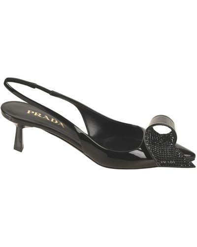 Prada Embellished Slingback Court Shoes - Black