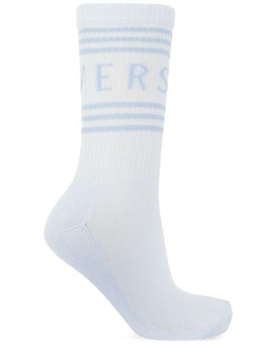 Versace Socks With Logo, - White