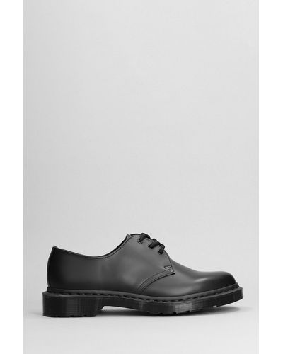 Dr. Martens 1461 Lace Up Shoes In Black Leather - Grey