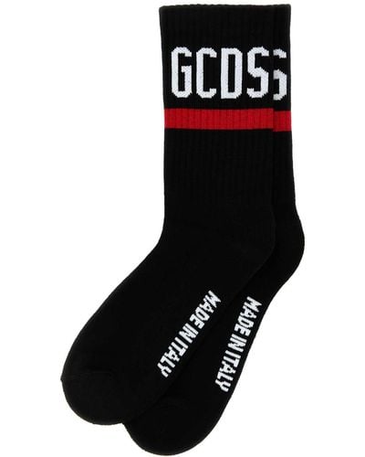 Gcds Black Stretch Cotton Blend Socks