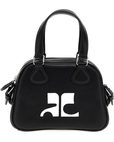Courreges 'Mini Leather Bowling Bag' Handbag - Black