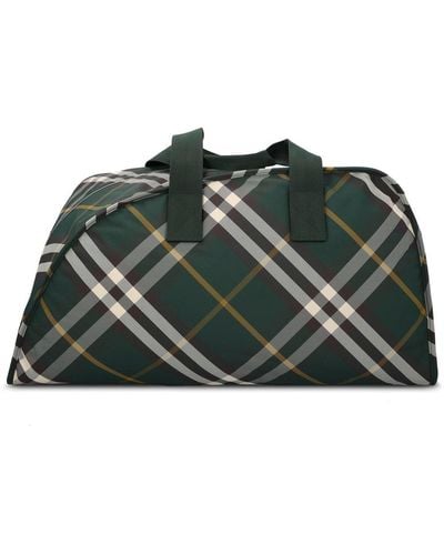 Burberry Large Shield Check-Pattern Zipped Duffle Bag - Green