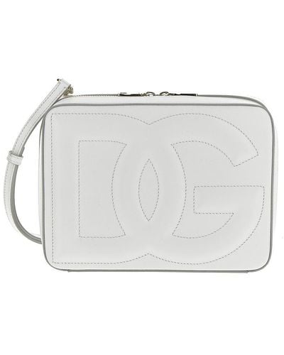 Dolce & Gabbana Medium Calfskin Camera Bag With Logo - Grey