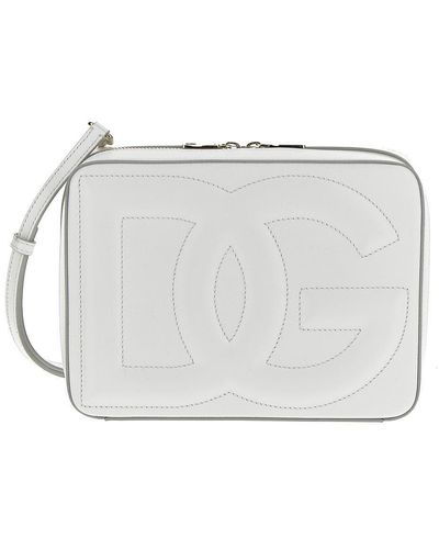 Dolce & Gabbana Medium Calfskin Camera Bag With Logo - Gray