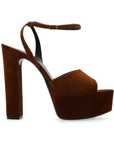 Saint Laurent Jodie Almond Toe Platform Sandals - Brown
