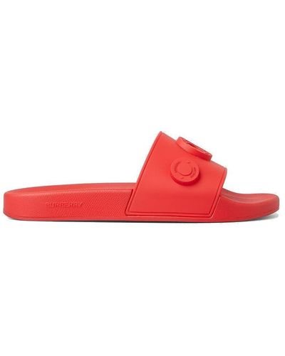 Burberry Logo Graphic Slides - Red