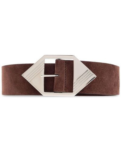 The Attico Suede Belt With Logo - Brown