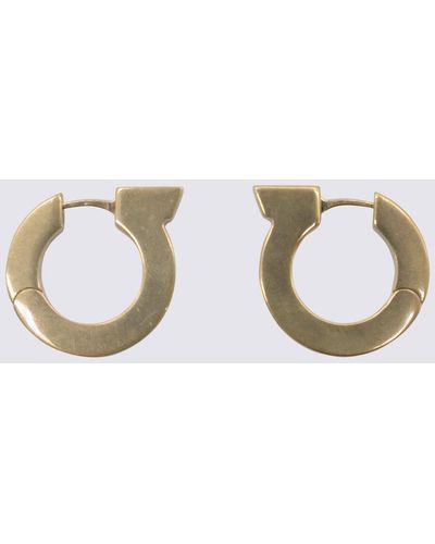 Ferragamo Brass Hoop Gancini Earrings - Metallic