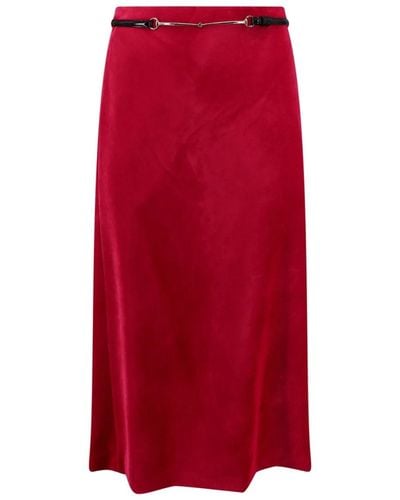 Gucci Velvet Bloom Midi Skirt - Red