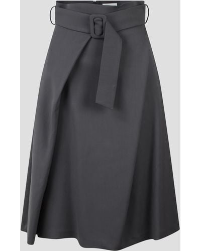P.A.R.O.S.H. Belted Midi Skirt - Gray