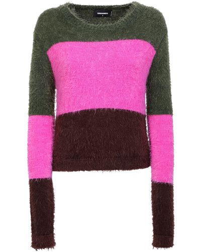 DSquared² And Fuzzy Stripes Jumper - Pink