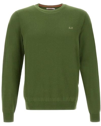 Sun 68 Round Elabow Fancy Cotton Sweater - Green