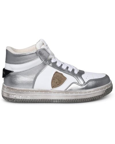Philippe Model Lion Sneakers In Two-tone Polyurethane Blend - Metallic