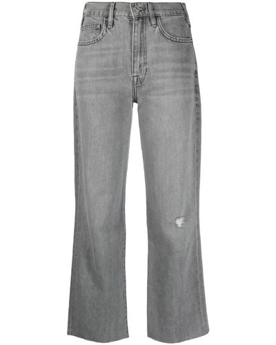 FRAME Wide Leg Raw Crop Jeans - Grey