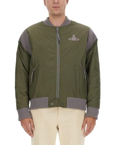 Vivienne Westwood Bomber Jacket With Logo - Green