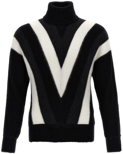 Saint Laurent Graphic-print Wool Sweater - Black