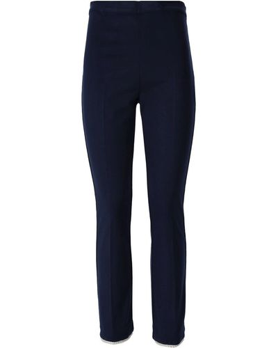 Twin Set Blue Cropped Pants With Pearls