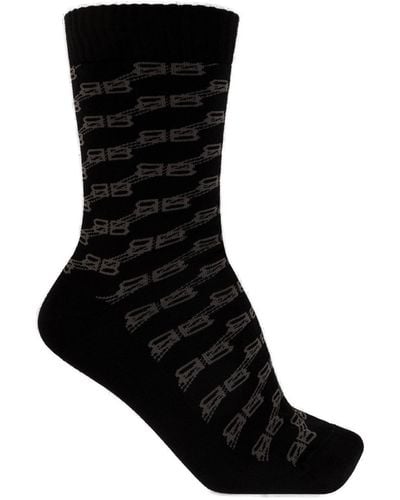 Balenciaga Monogrammed Socks, - Black