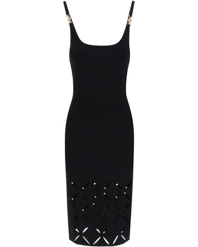 Versace Slashed Knit Midi Dress - Black