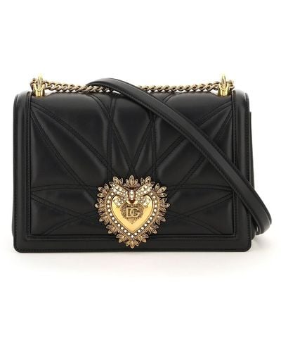 Dolce & Gabbana Devotion Leather Shoulder Bag - Black