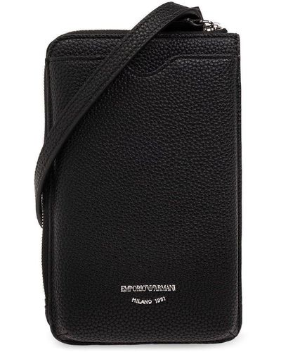 Emporio Armani Strapped Phone Holder, - Black