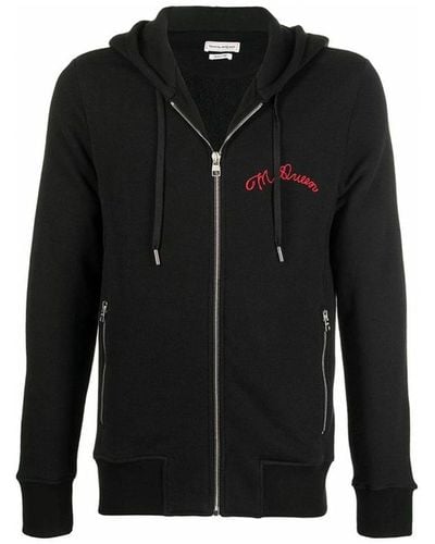 Alexander McQueen Hooded Sweatshirt With Zip - Black