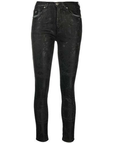 John Richmond Slim Jeans With Ton Sur Ton Pattern - Black