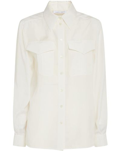 Alberta Ferretti Patched Pocket Regular Plain Shirt - White