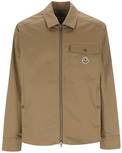 Moncler Zip Up Shirt Jacket - Natural