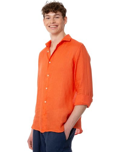 Mc2 Saint Barth Water Linen Pamplona Shirt - Orange
