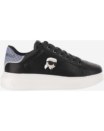 Karl Lagerfeld Leather Trainers With Logo - Black