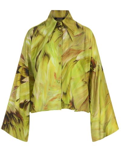 Roberto Cavalli Lime Plumage Print Shirt - Yellow