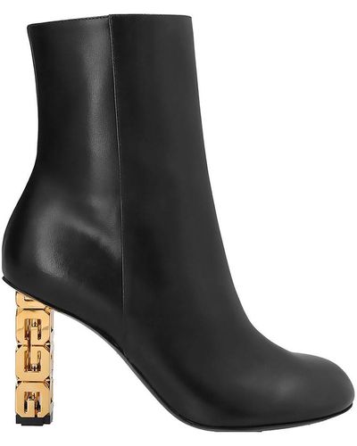 Givenchy 4g Cube Heel Pointy Ankle Boot In Black Leather