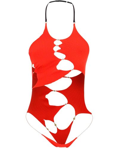 Rui Stretch Knit Halter Bodysuit - Red
