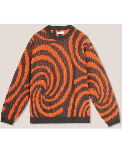 Doppiaa Aappio Shetland Wool Jacquard Sweater - Orange