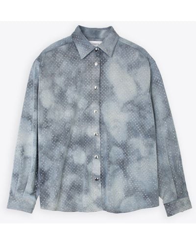 Laneus Denim Strass Shirt Light Blue Denim Shirt With Crystals - Denim Strass Shirt