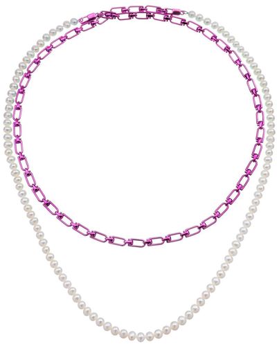 Eera Reine Double Necklace With Pearls - Multicolor