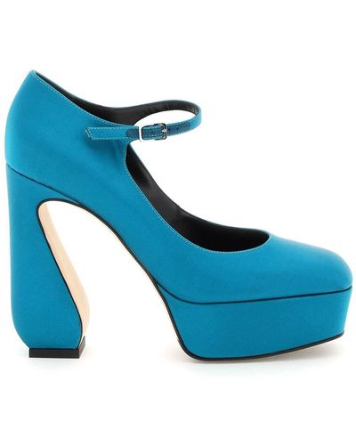 SI ROSSI Crepe Satin Court Shoes - Blue