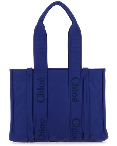 Chloé Electric Nylon Medium Woody Shopping Bag - Blue