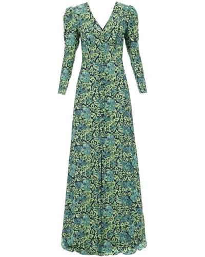 Saloni Margot Maxi Silk Dress - Green