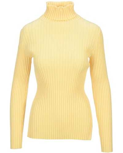 Tory Burch Ribbed Knit Turtleneck Sweater - Yellow