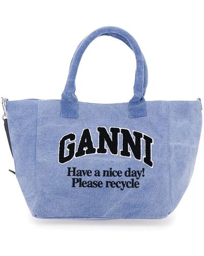 Ganni Small Easy Shopper Washed - Blue